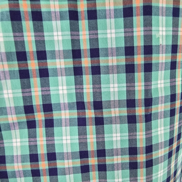 NWTLands' End Men's Traditional Fit NoIron Twill Green BluePlaid Shirt Stretch L - Picture 7 of 11